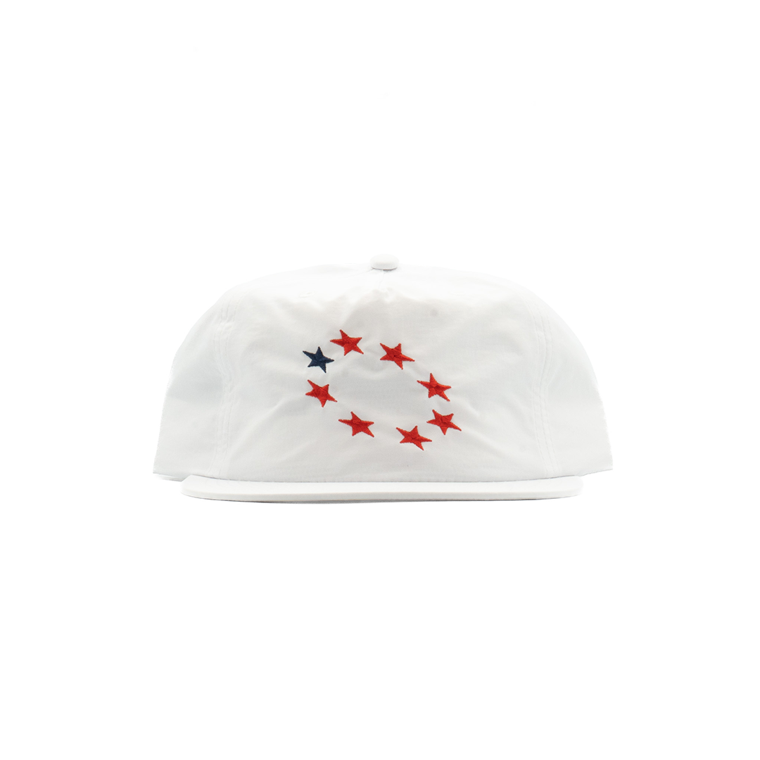 The Texan white western 5-panel cap with embroidered red and navy stars
